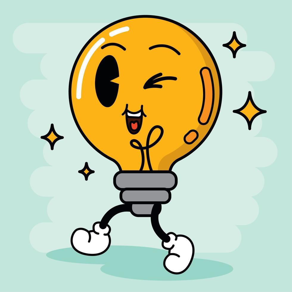 isolé coloré content ampoule traditionnel dessin animé personnage vecteur illustration