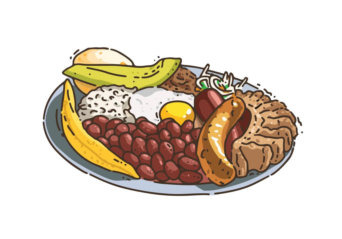 bandeja de arriero, bandeja paisa est une colombien plat vecteur