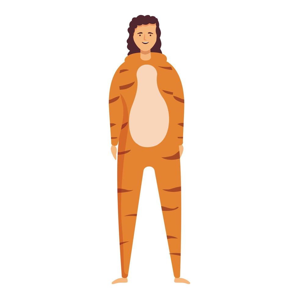 kigurumi femme tigre icône dessin animé vecteur. fête animal vecteur