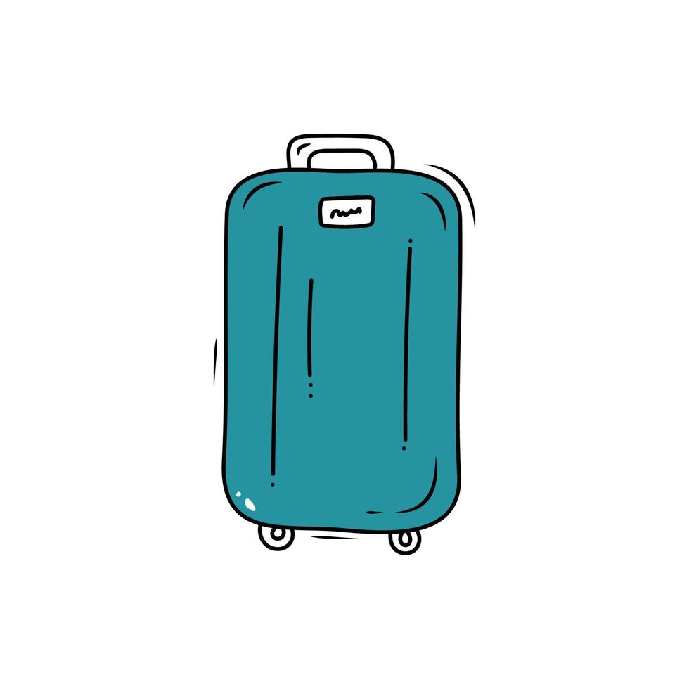 valise sur roues, doubler, main tiré griffonnage style. valise, bagages, Voyage sac. vecteur