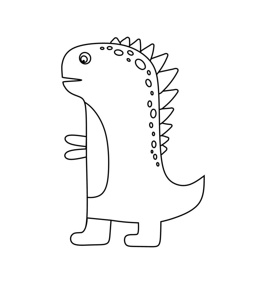 dinosaure personnage noir et blanc vecteur illustration coloration livre pour des gamins