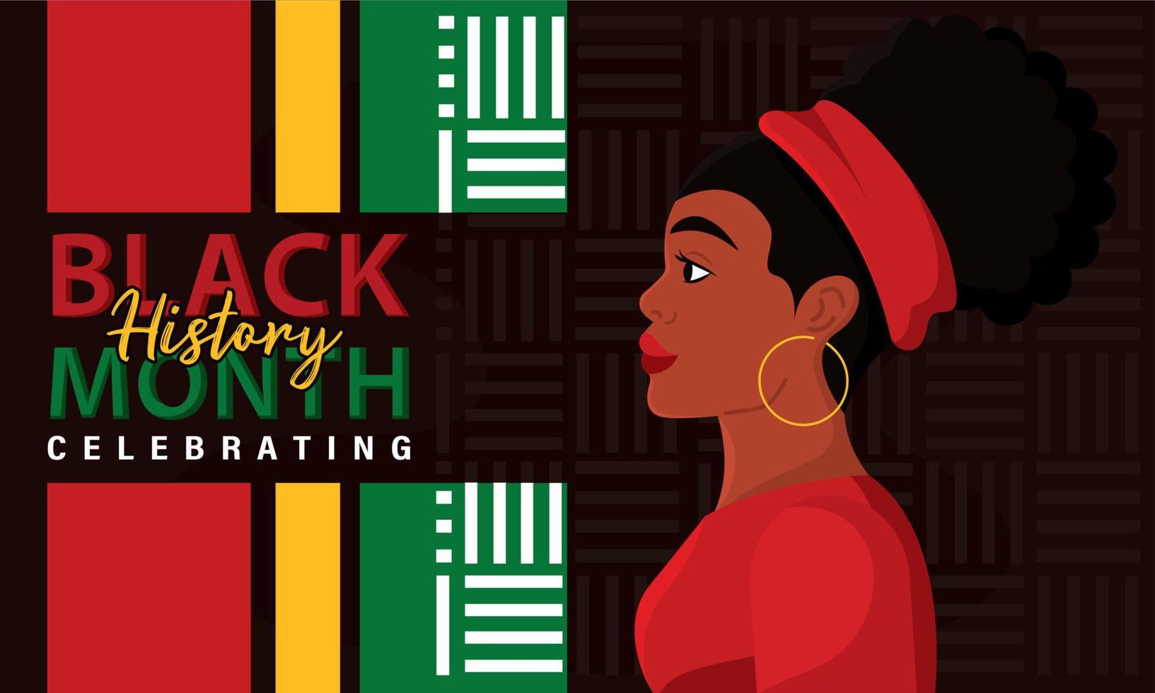 noir histoire mois coloré horizontal affiche afro américain fille personnage vecteur illustration
