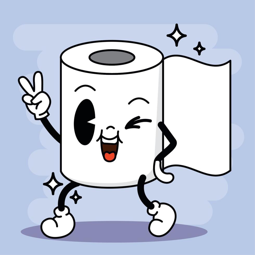 isolé coloré content toilette papier traditionnel dessin animé personnage vecteur illustration
