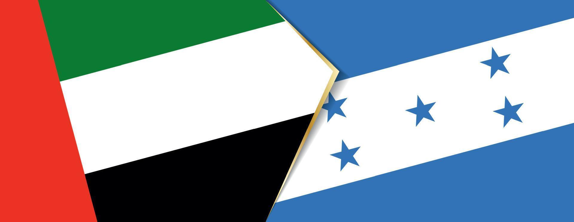 uni arabe émirats et Honduras drapeaux, deux vecteur drapeaux.