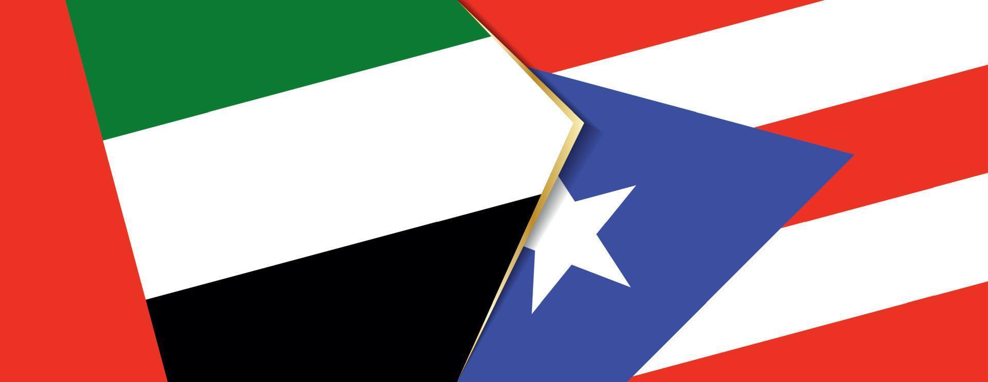 uni arabe émirats et puerto rico drapeaux, deux vecteur drapeaux.