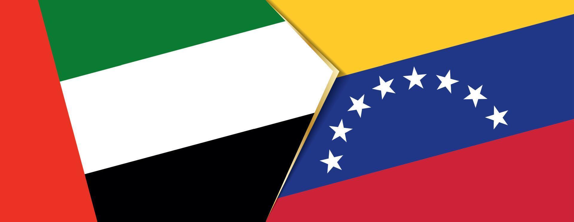 uni arabe émirats et Venezuela drapeaux, deux vecteur drapeaux.