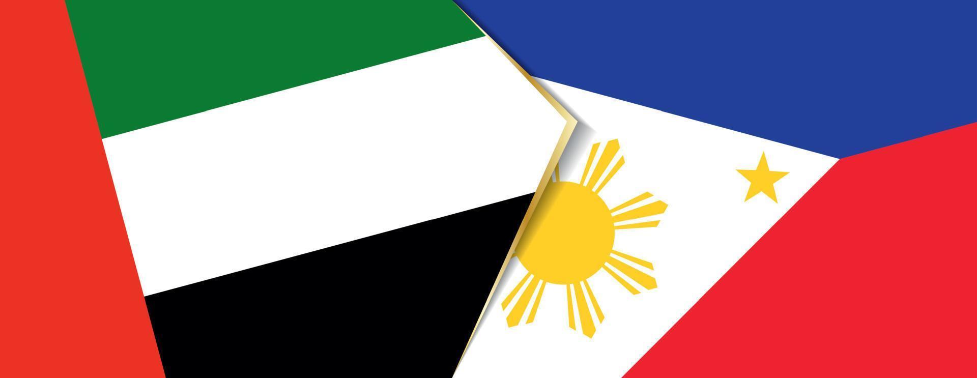 uni arabe émirats et philippines drapeaux, deux vecteur drapeaux.
