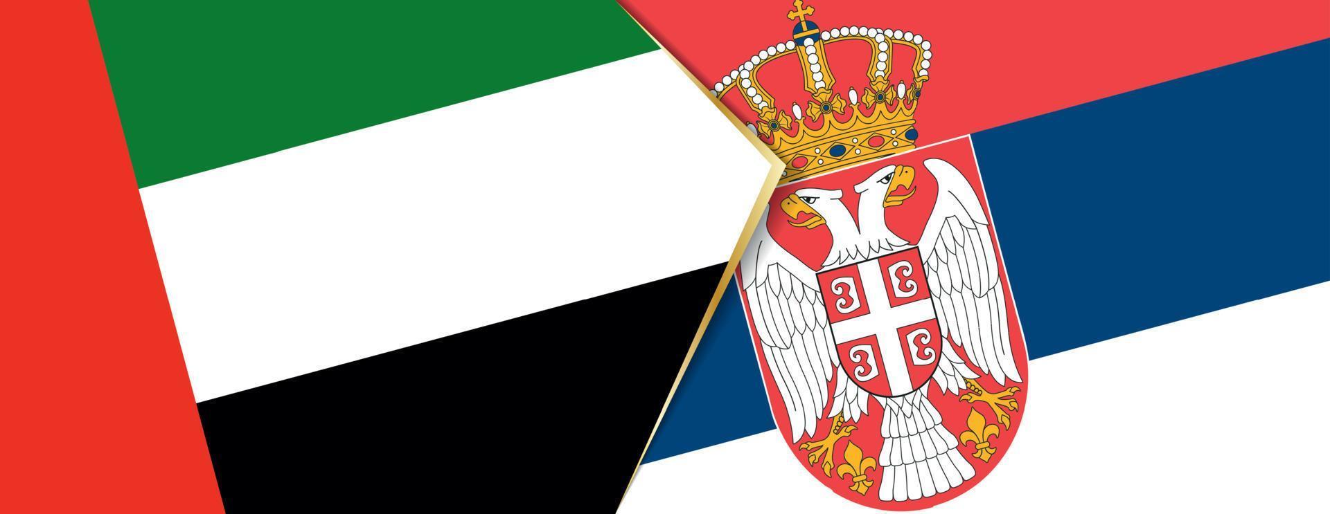 uni arabe émirats et Serbie drapeaux, deux vecteur drapeaux.