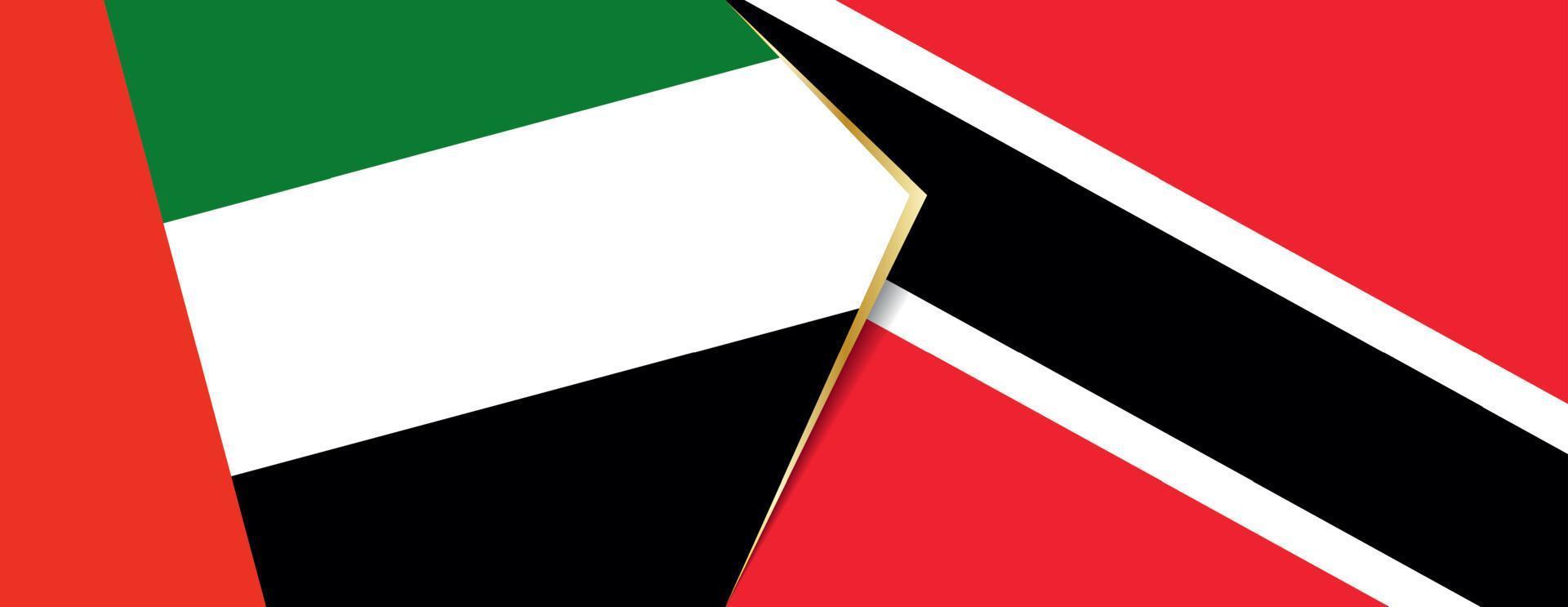 uni arabe émirats et Trinidad et Tobago drapeaux, deux vecteur drapeaux.