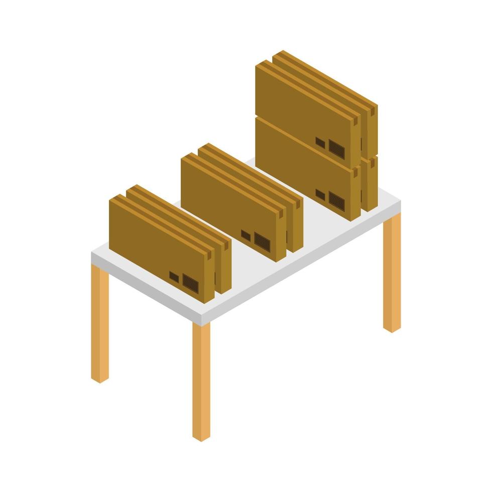 boîtes sur table isométrique vecteur