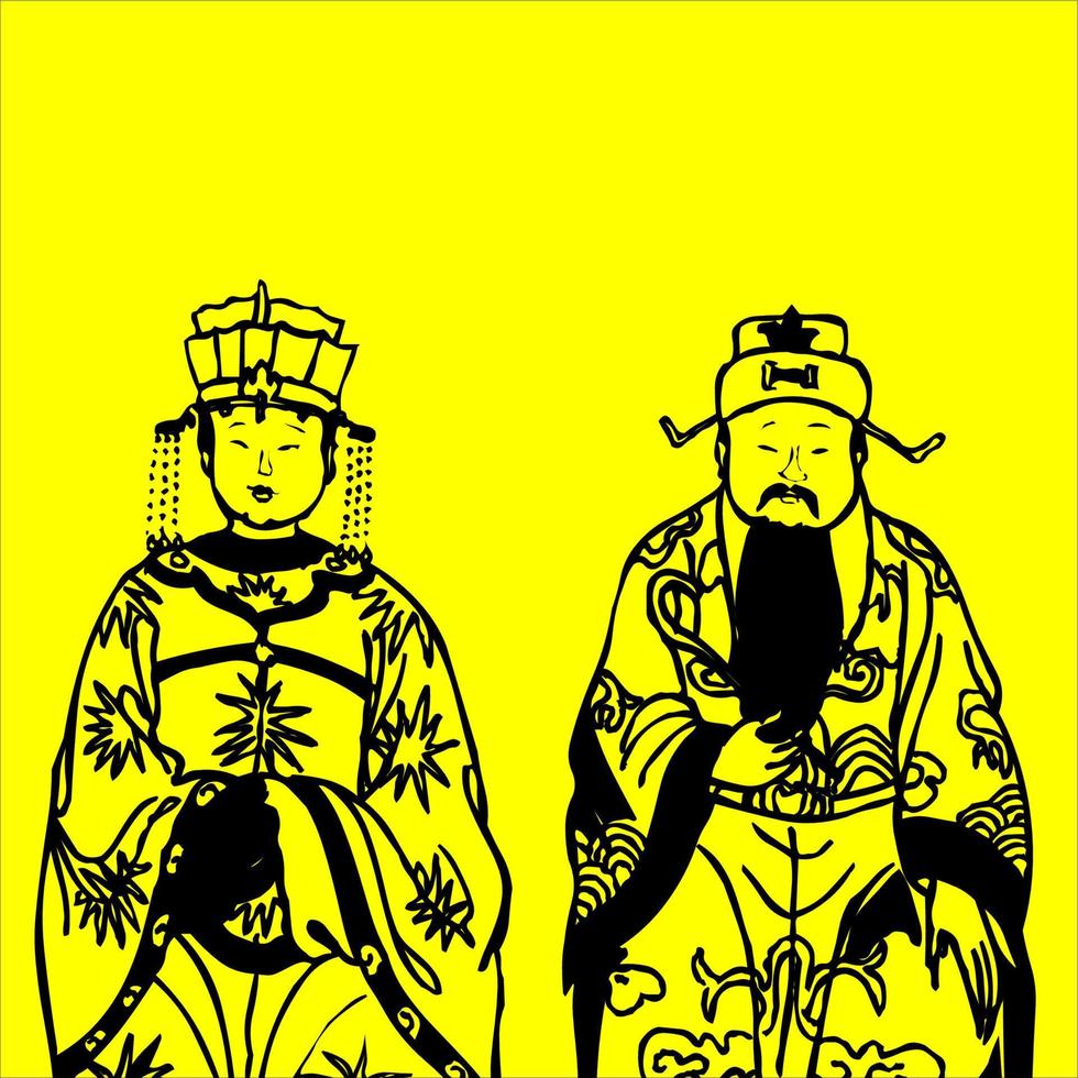 dessiné à la main dessin animé personnages. diety sanxing fu lu shou dessin animé chinois dessin à main levée style. chinois mythique personnage vecteur