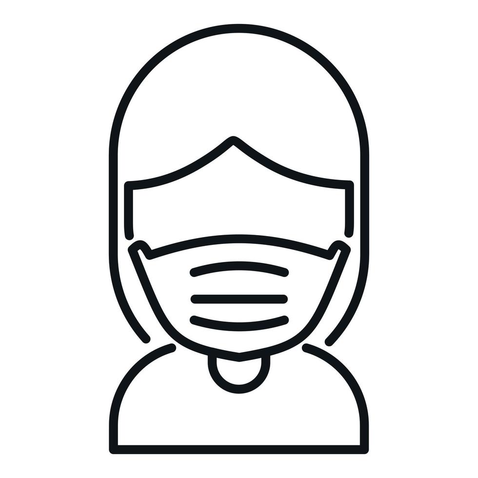 femme dans médical masque icône contour vecteur. Arrêtez virus vecteur