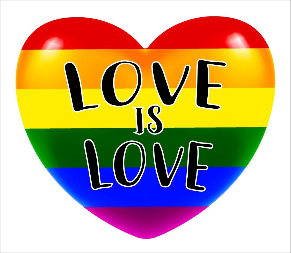 LGBT Love is Love Heart sur fond blanc vecteur