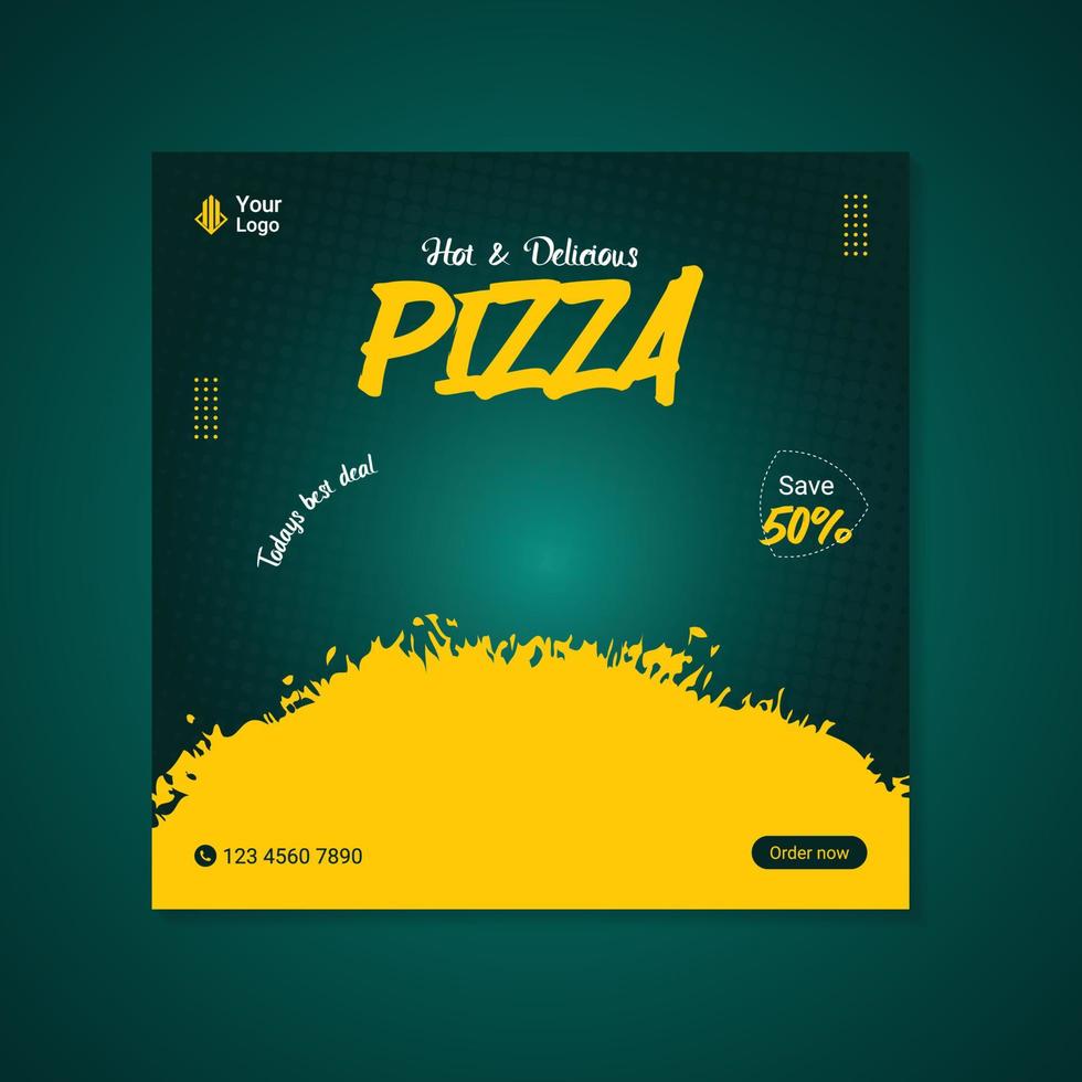 vecteur Pizza social médias Publier bannière modèle