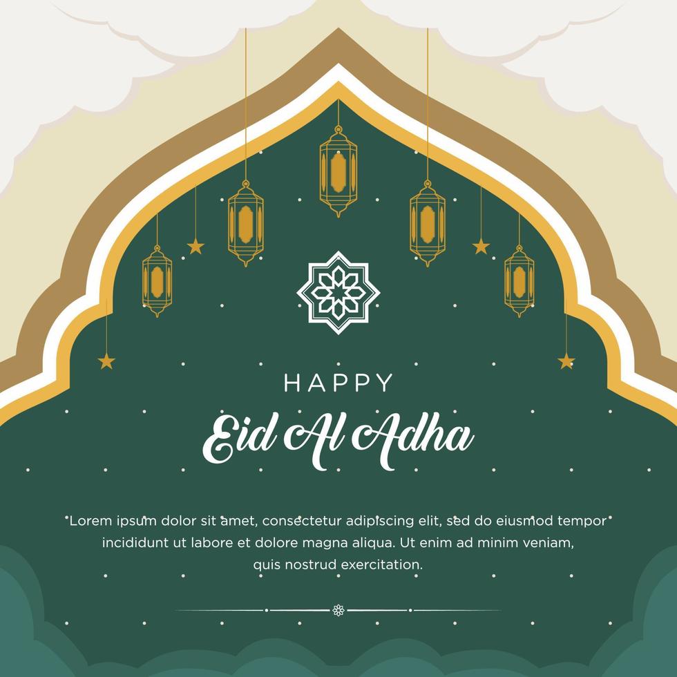 plat eid al-adha illustration avec RAM et lanternes vecteur