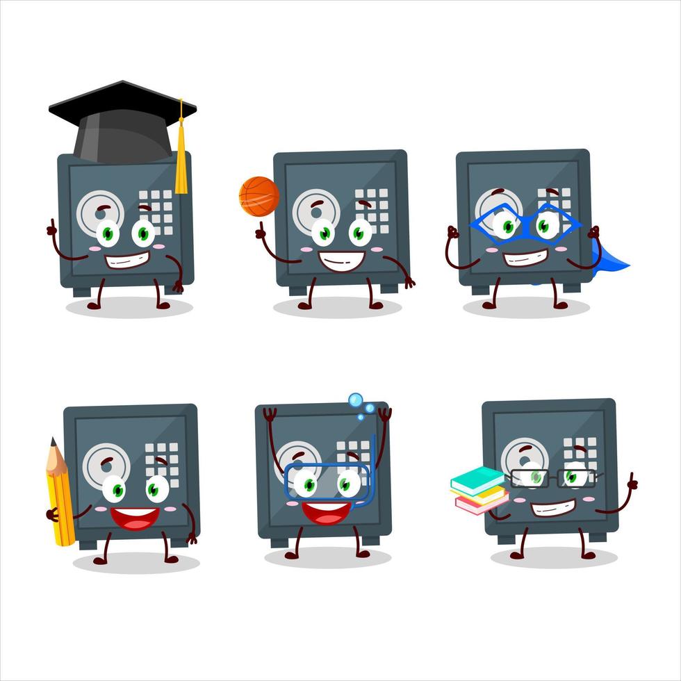 école étudiant de sûr dépôt boîte dessin animé personnage avec divers expressions vecteur