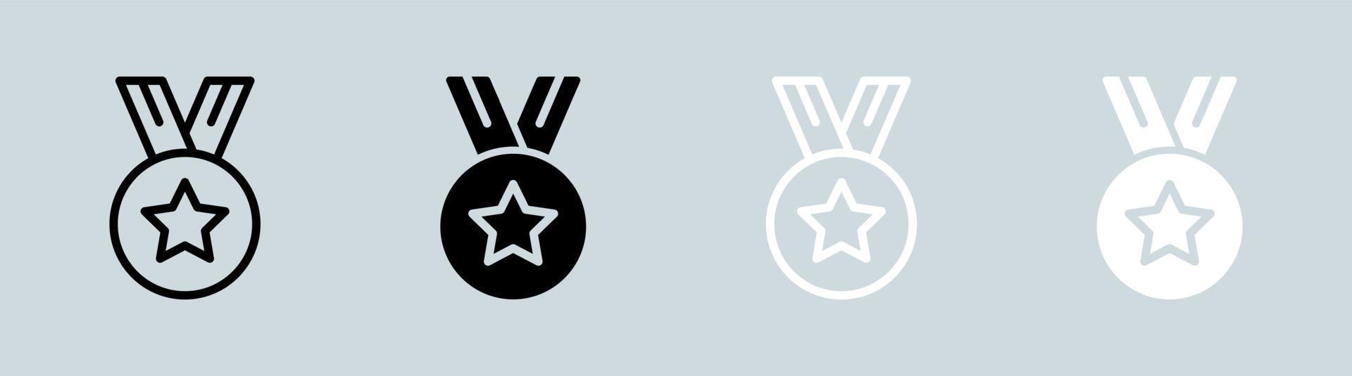 médaille icône ensemble dans noir et blanche. prix panneaux vecteur illustration.