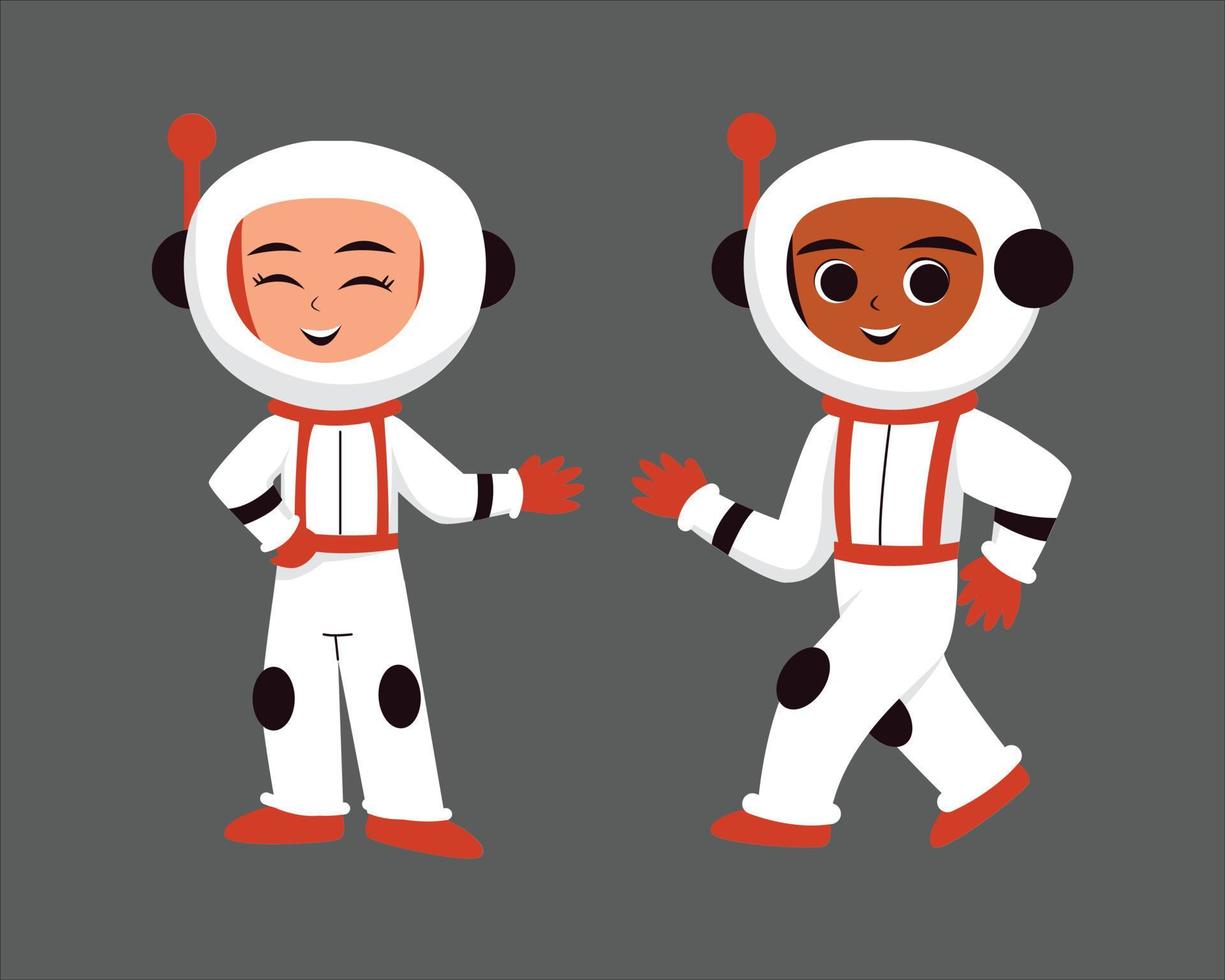 astronaute et cosmonaute. mignonne dessin animé personnages. vecteur illustration