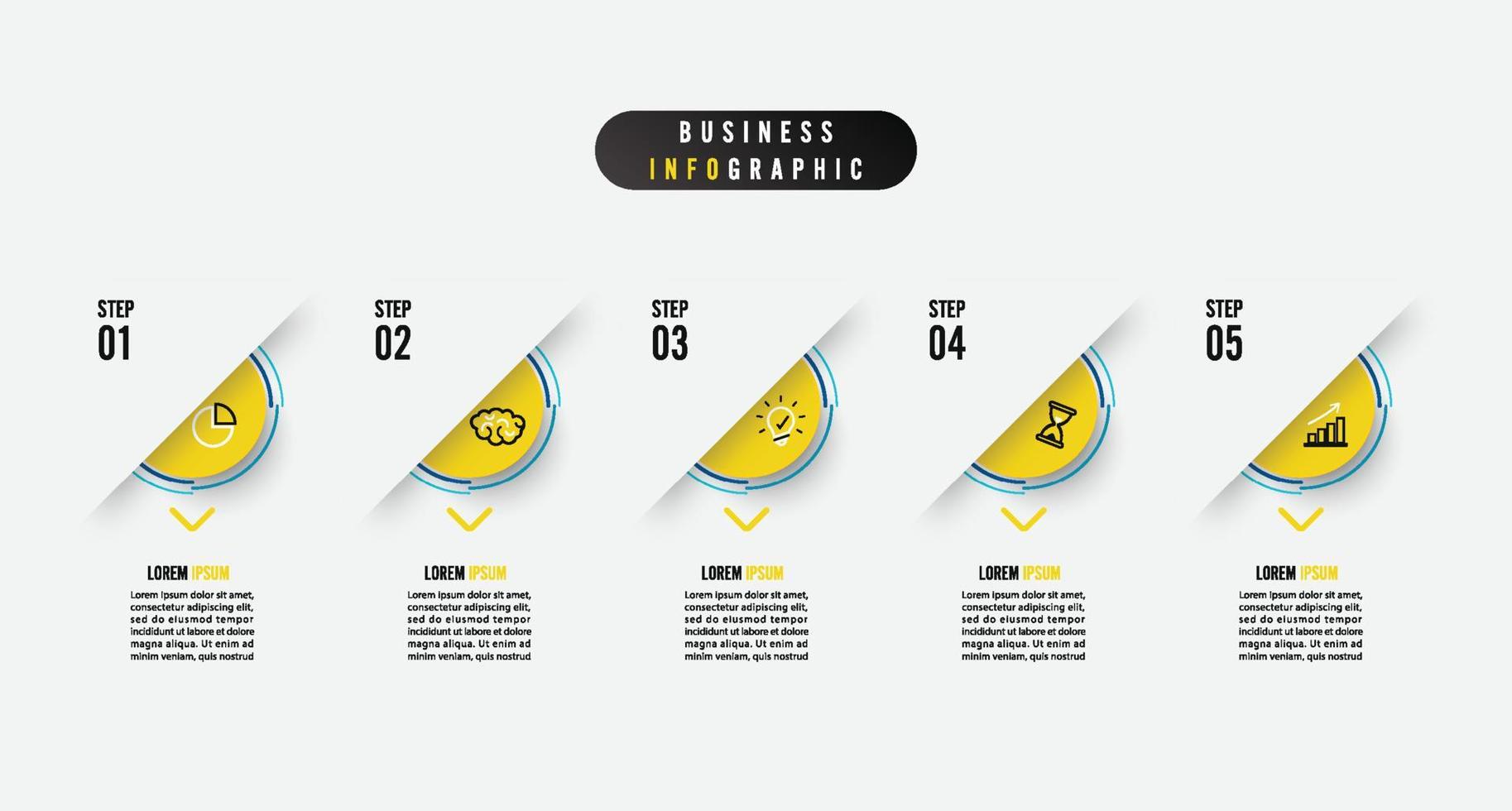 affaires infographie élément avec 5 choix, pas, nombre vecteur modèle conception