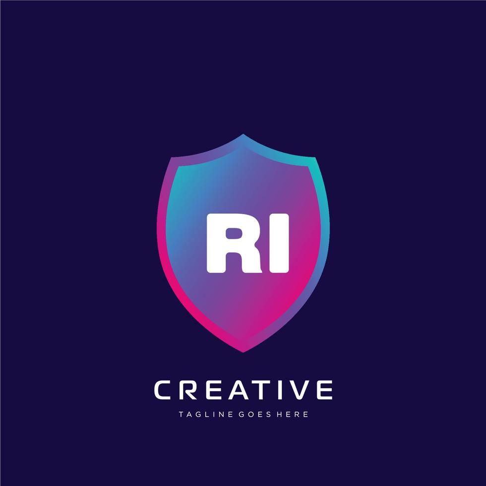 ri initiale logo avec coloré modèle vecteur