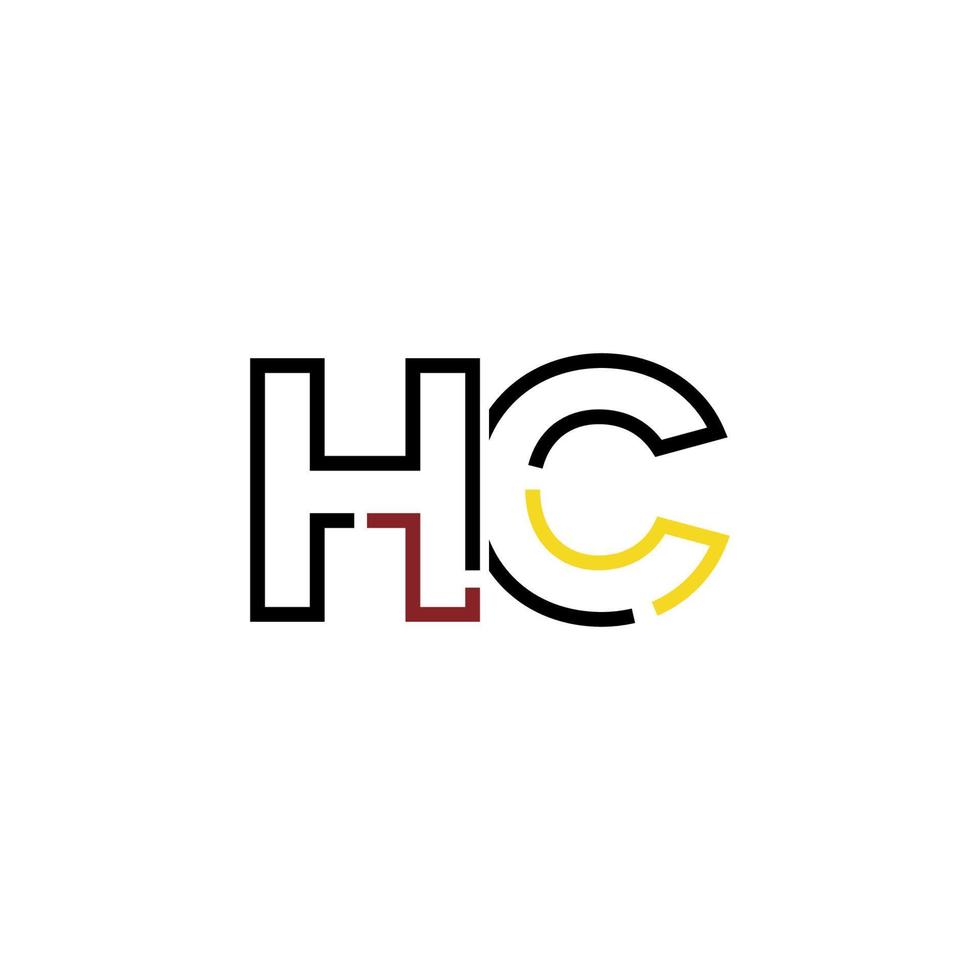 abstrait lettre hc logo conception avec ligne lien pour La technologie et numérique affaires entreprise. vecteur