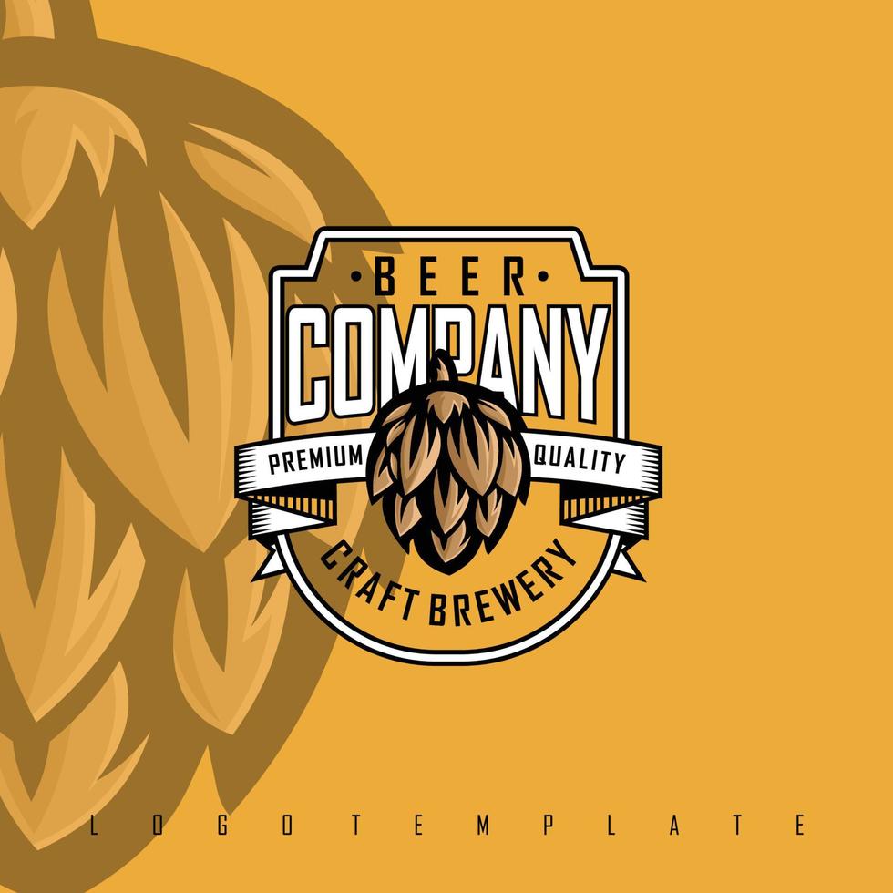 Bière entreprise logo modèle avec une Jaune Contexte vecteur