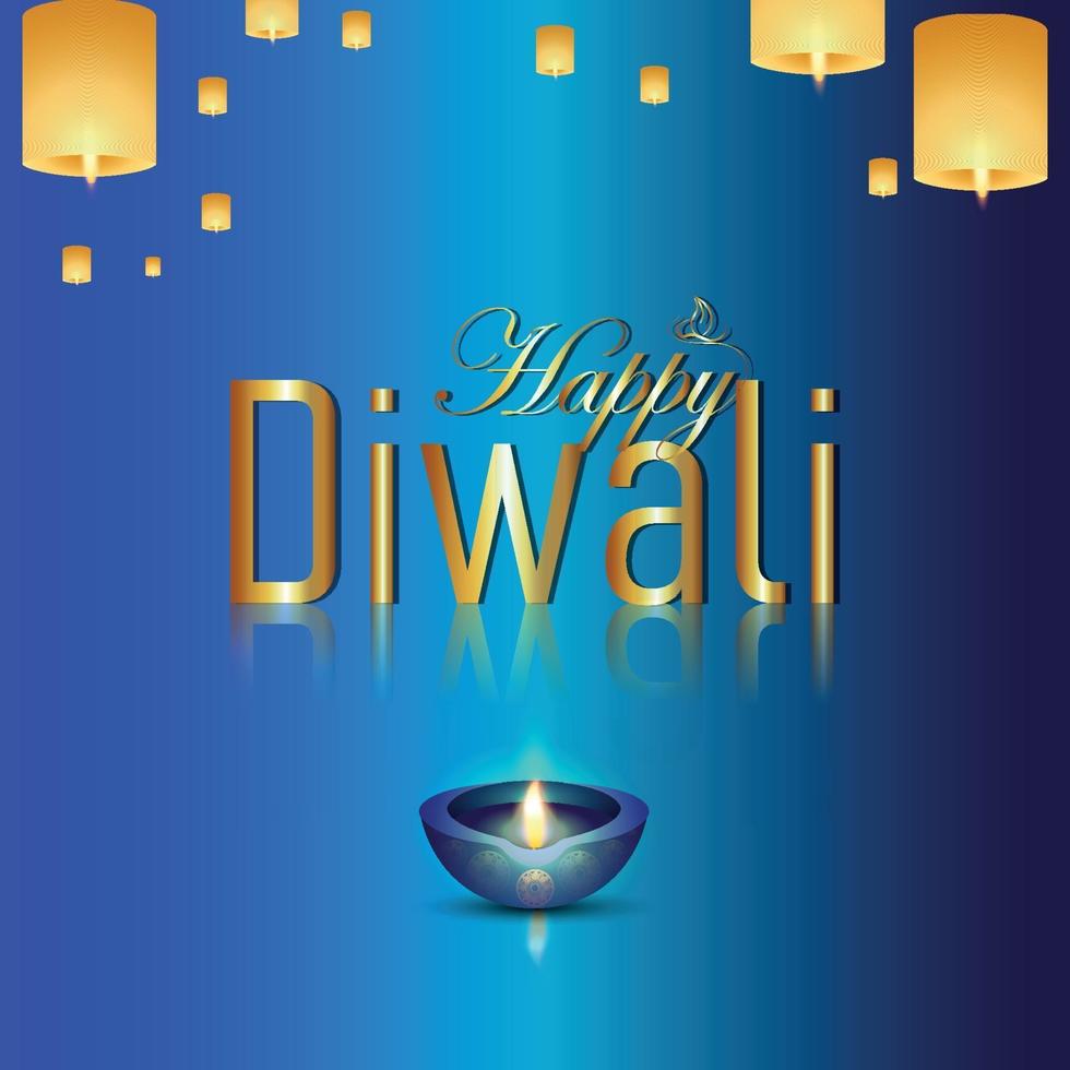 illustration vectorielle réaliste de joyeux diwali le festival de la carte de voeux de célébration de lumière avec diwali diya créative vecteur