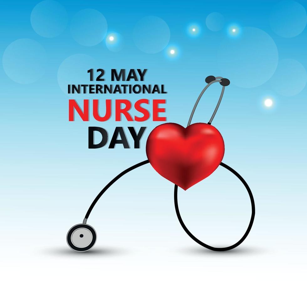 fond de journée internationale des infirmières avec cœur et équipement médical vecteur