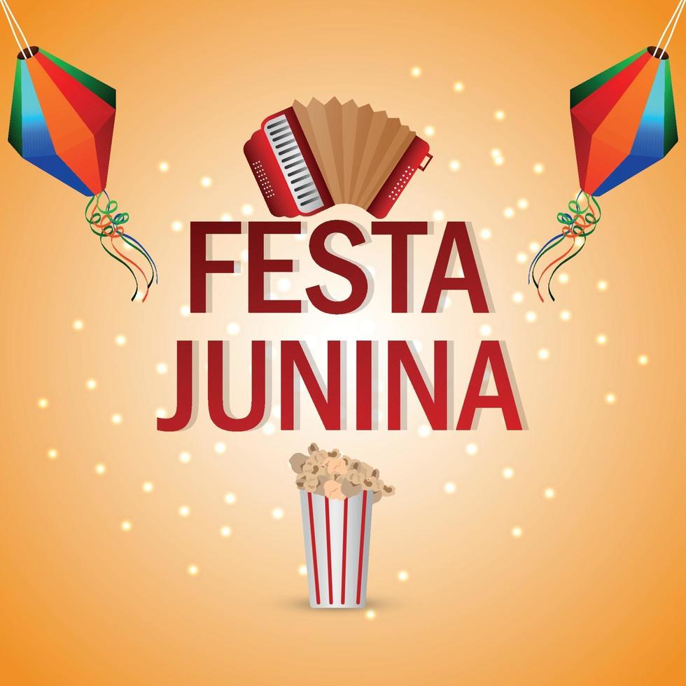 festival festa junina brésil avec drapeau de fête coloré et lanterne en papier vecteur