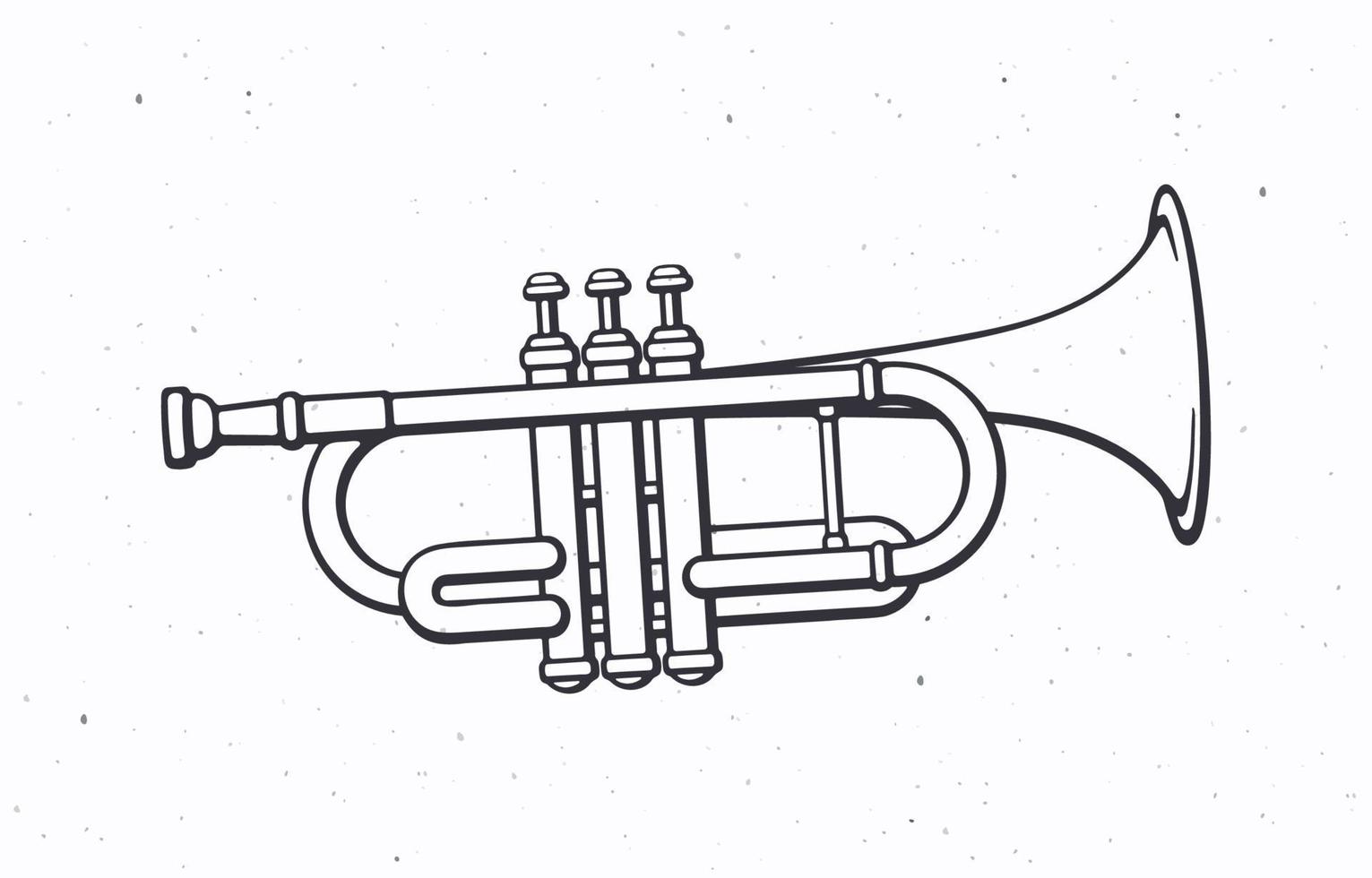 main tiré griffonnage de classique la musique vent instrument trompette vecteur