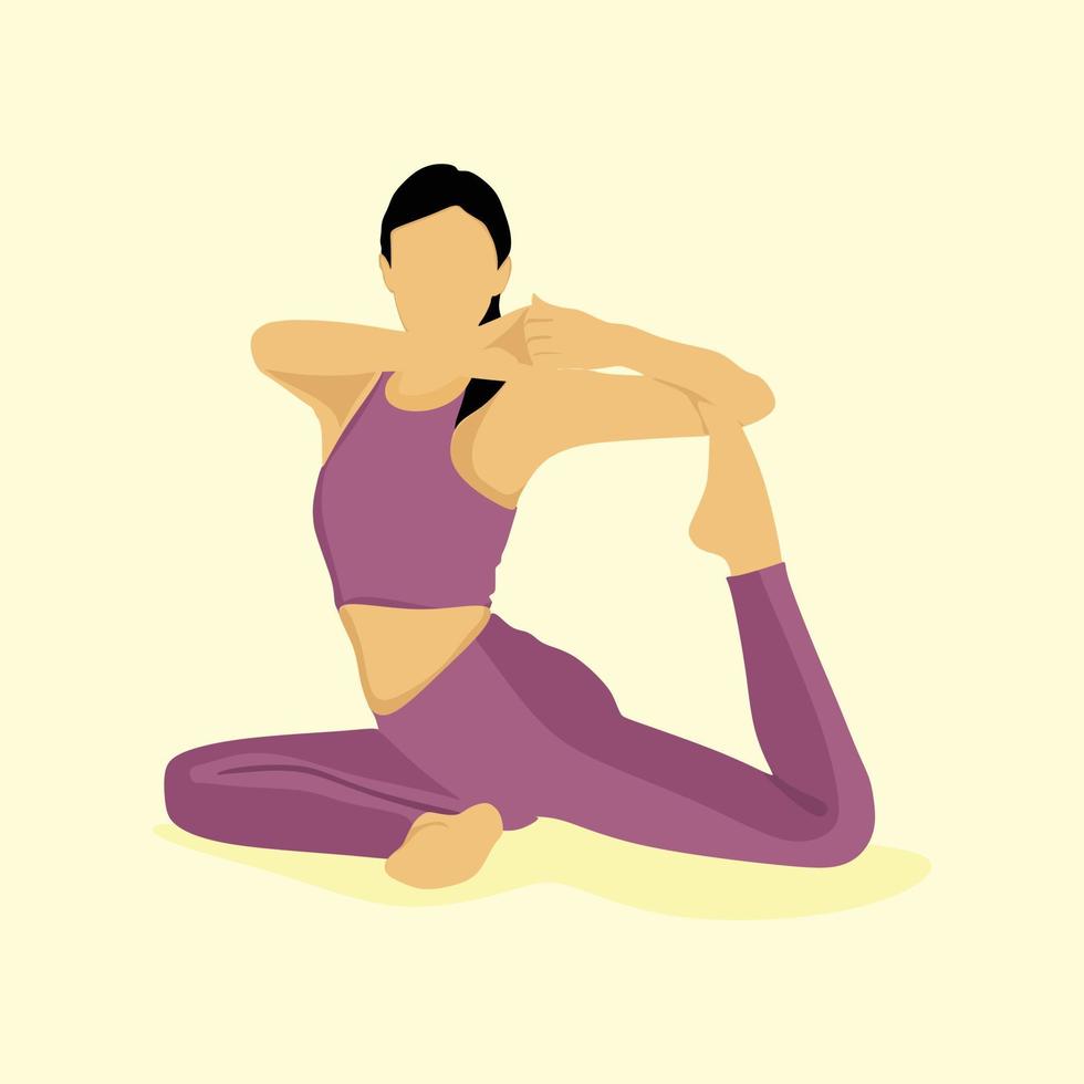 vecteur conception une femme Faire yoga dans une violet tenue et yoga Dame personnage bannière conception et international journée bannière conception