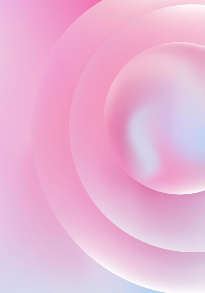 abstrait liquide liquide cercles hologramme sur une coloré Contexte. 3d sphère dans lumière rose couleur. vecteur