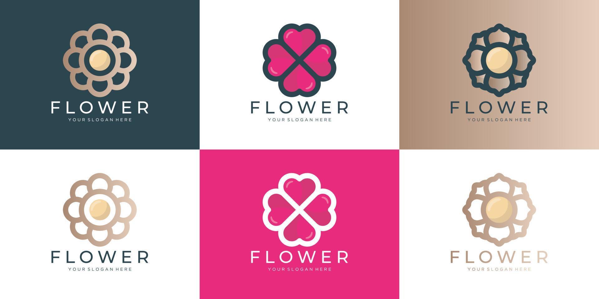 fleur logo icône ensemble vecteur conception. élégant prime ornement vecteur logotype symbole