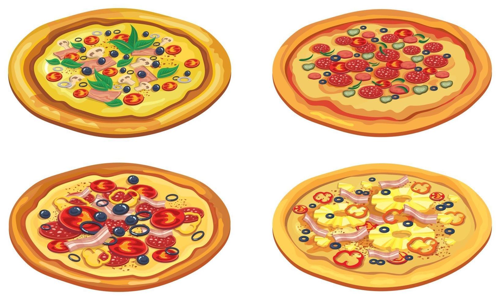 ensemble de différentes pizzas. vecteur