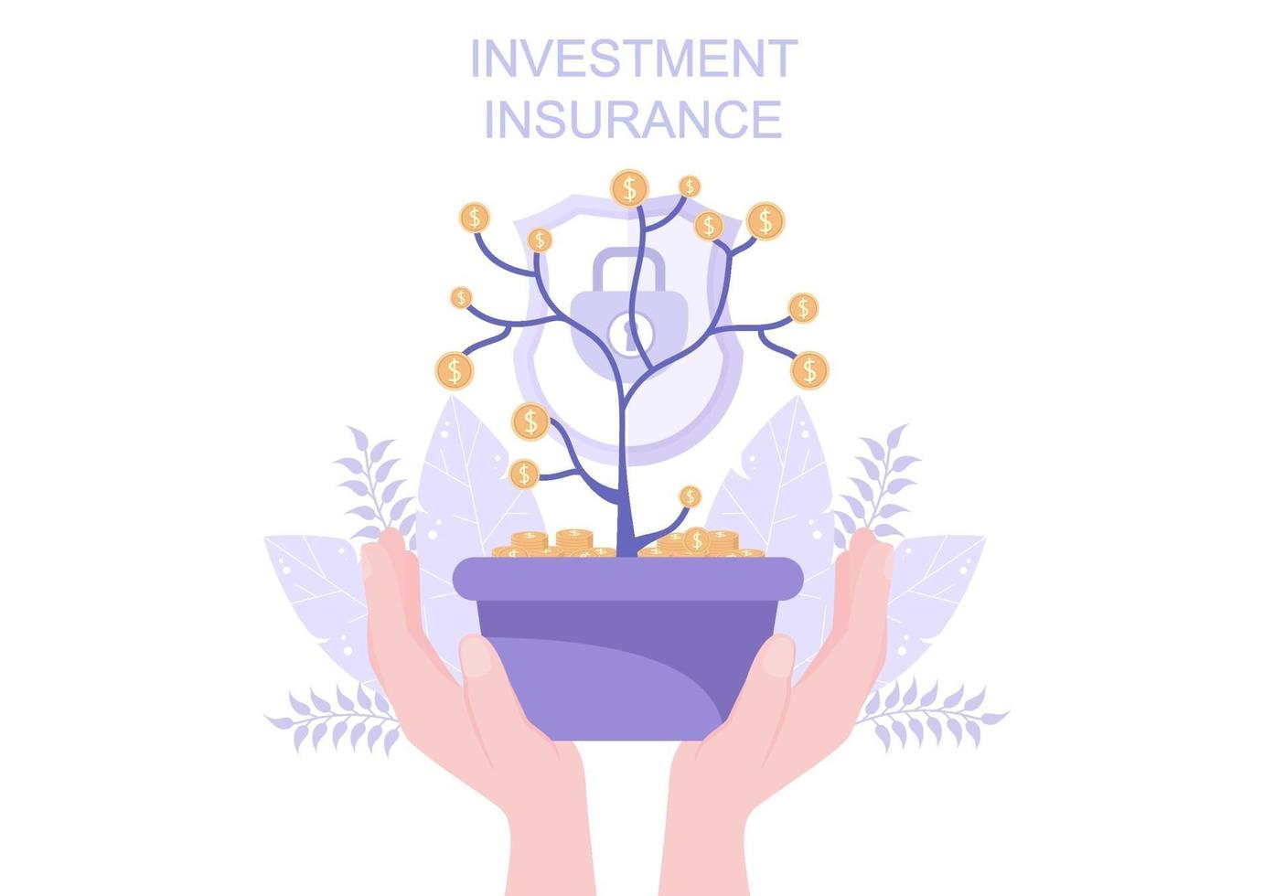 illustration d & # 39; assurance d & # 39; investissement pour les entreprises avec protection de l & # 39; argent, épargne, bouclier ou conception de sécurité vecteur