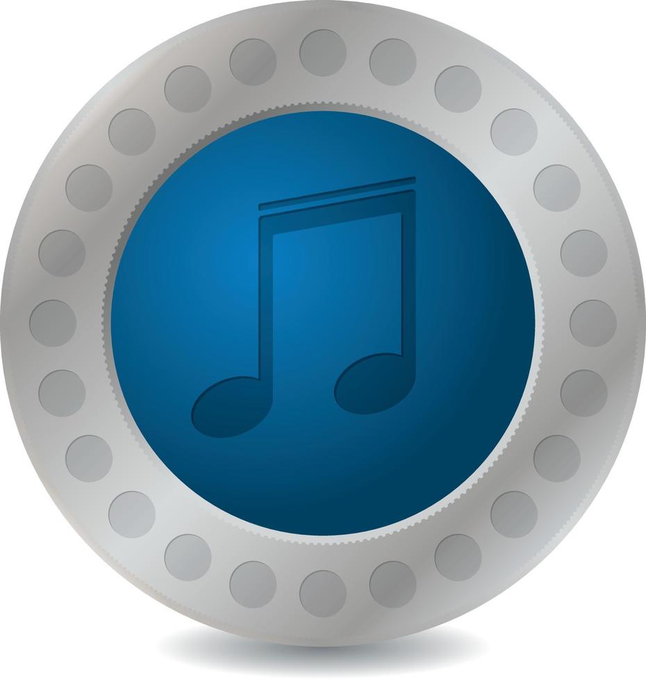 vecteur image de bleu bouton avec musical Remarque à l'intérieur