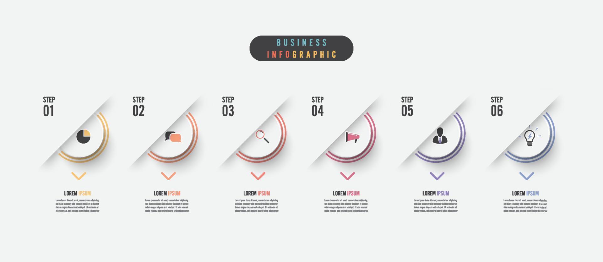 élément infographique d'entreprise avec 6 options, étapes, conception de modèle de vecteur de nombre