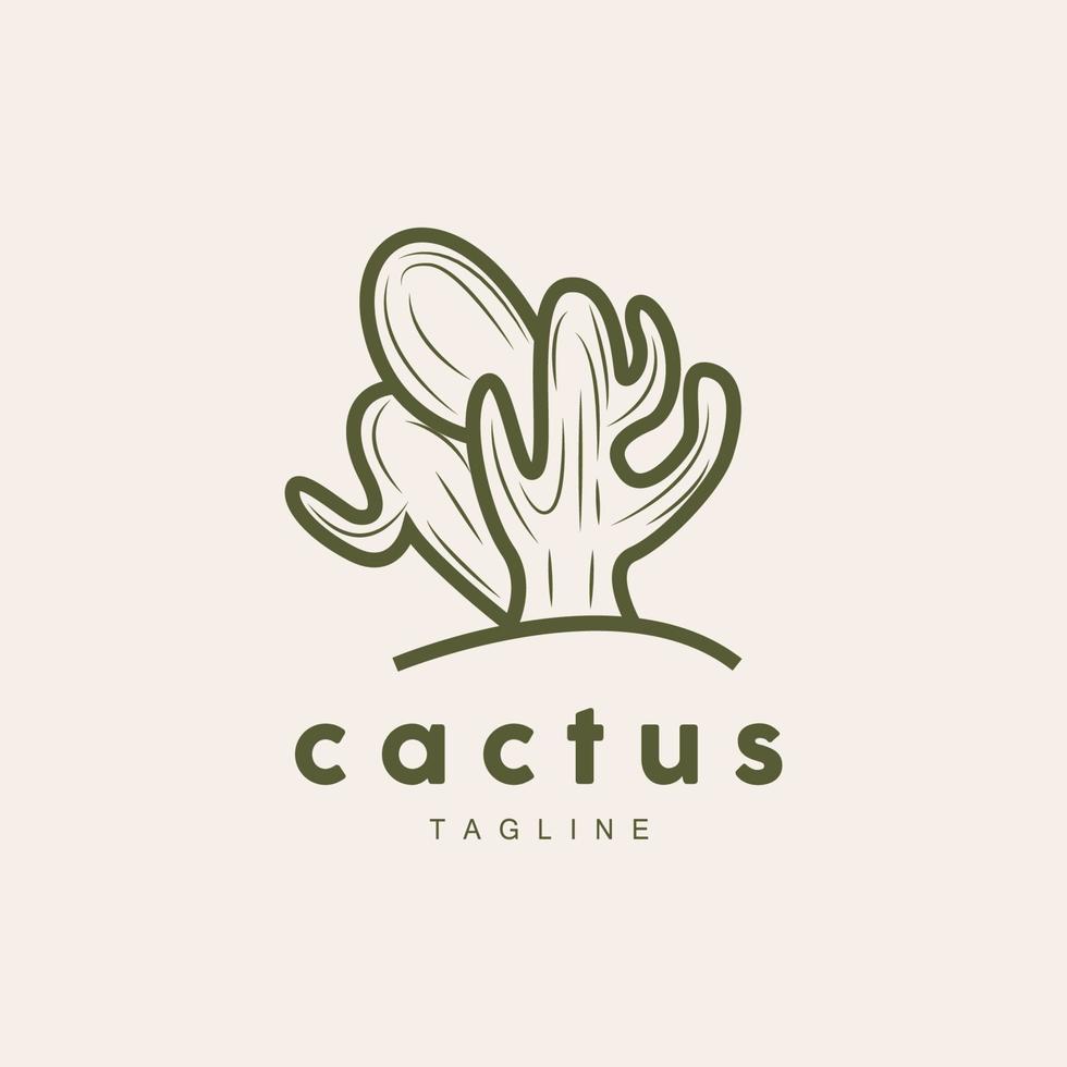 cactus logo, Facile ligne cactus conception, vert plante vecteur, icône, symbole, illustration vecteur