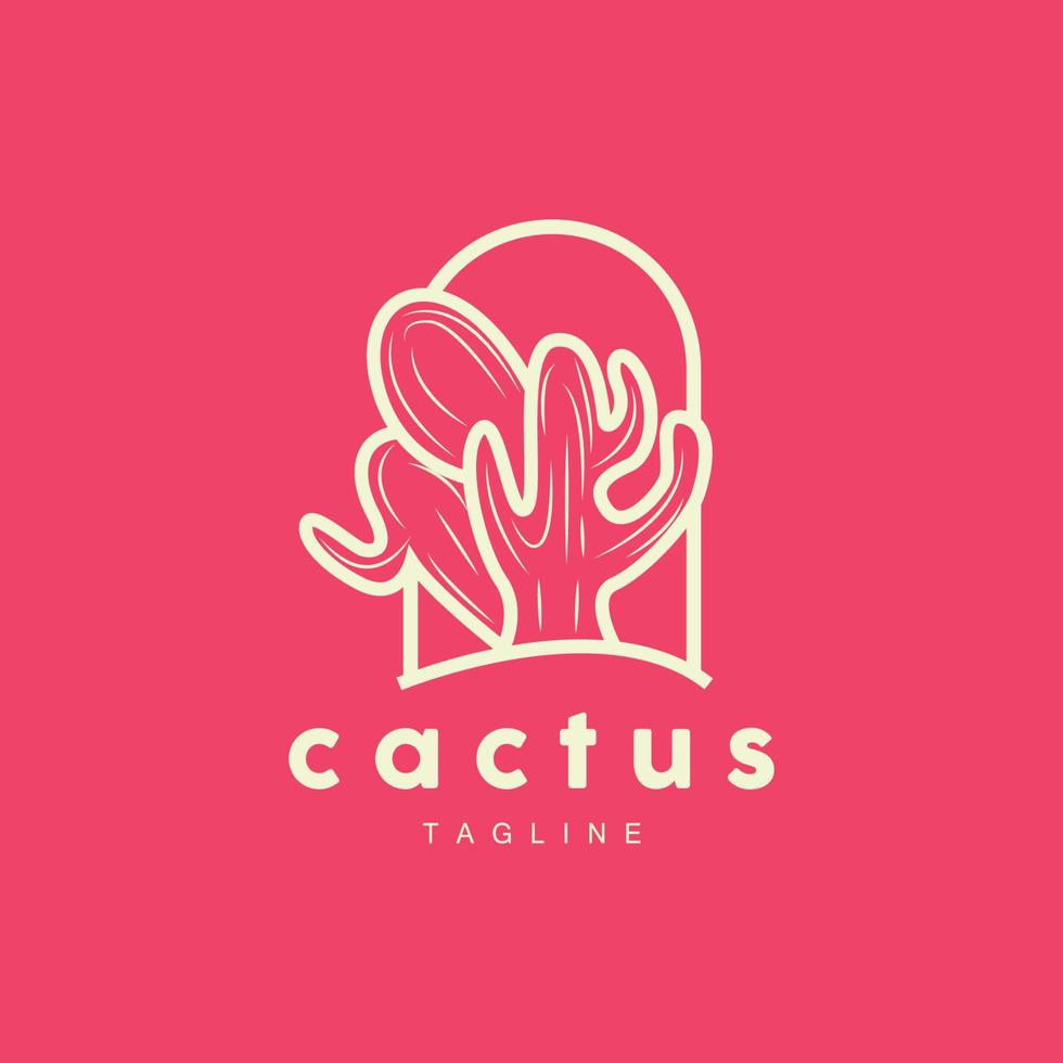 cactus logo, Facile ligne cactus conception, vert plante vecteur, icône, symbole, illustration vecteur