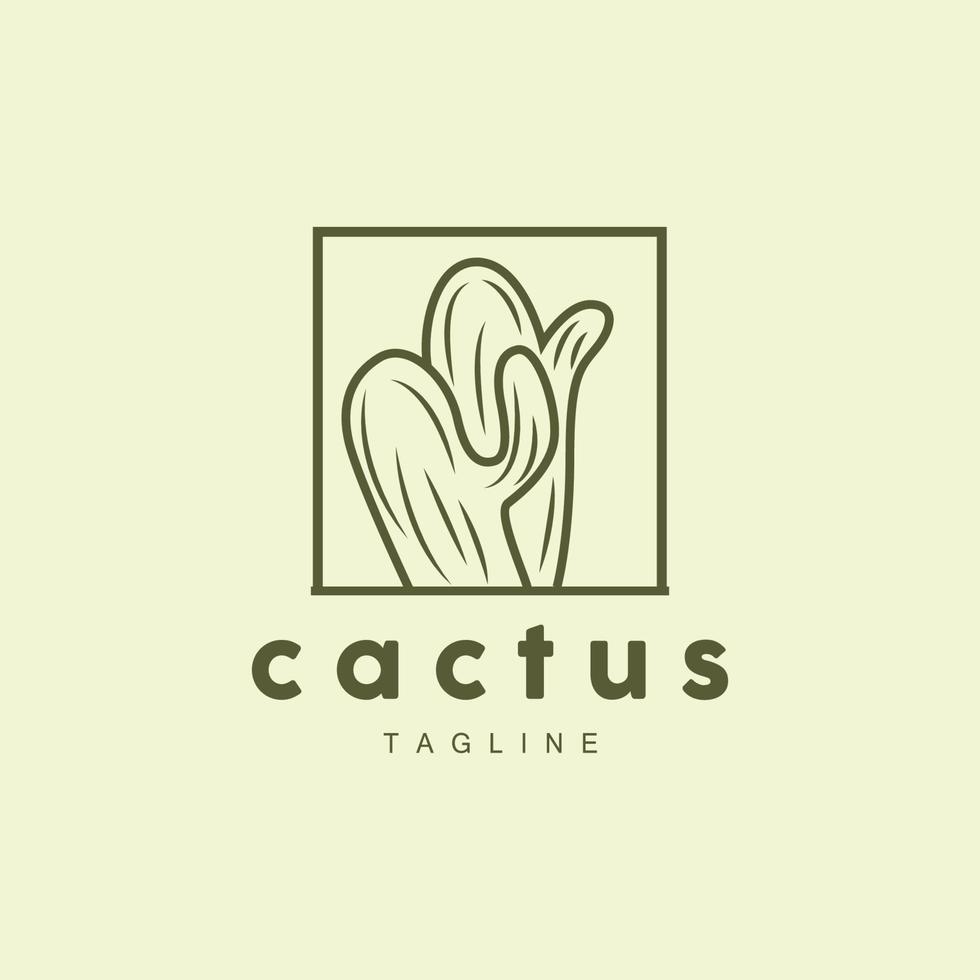 cactus logo, Facile ligne cactus conception, vert plante vecteur, icône, symbole, illustration vecteur