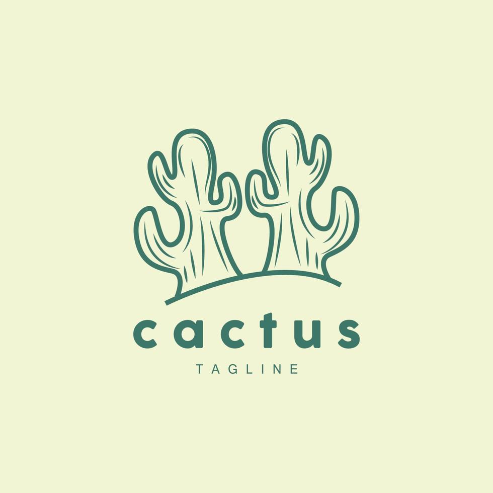 cactus logo, Facile ligne cactus conception, vert plante vecteur, icône, symbole, illustration vecteur