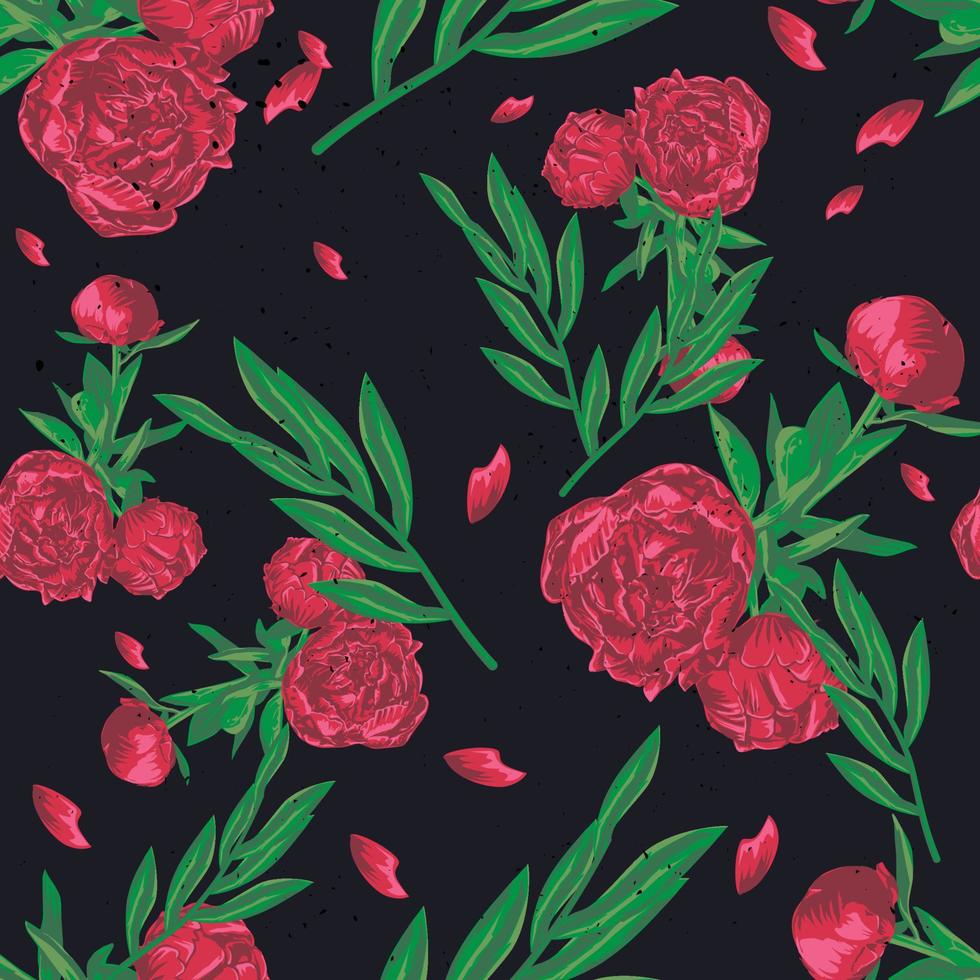 sans couture modèle avec pivoine fleurs. main tiré vecteur illustration.