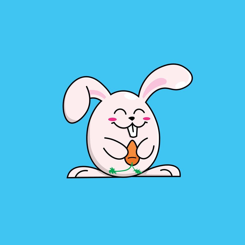 dessin animé lapin avec carotte dans main illustration vecteur