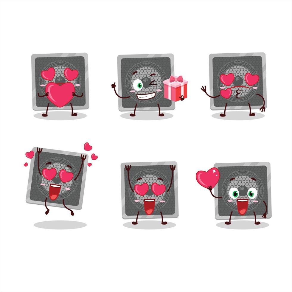 la musique orateur dessin animé personnage avec l'amour mignonne émoticône vecteur
