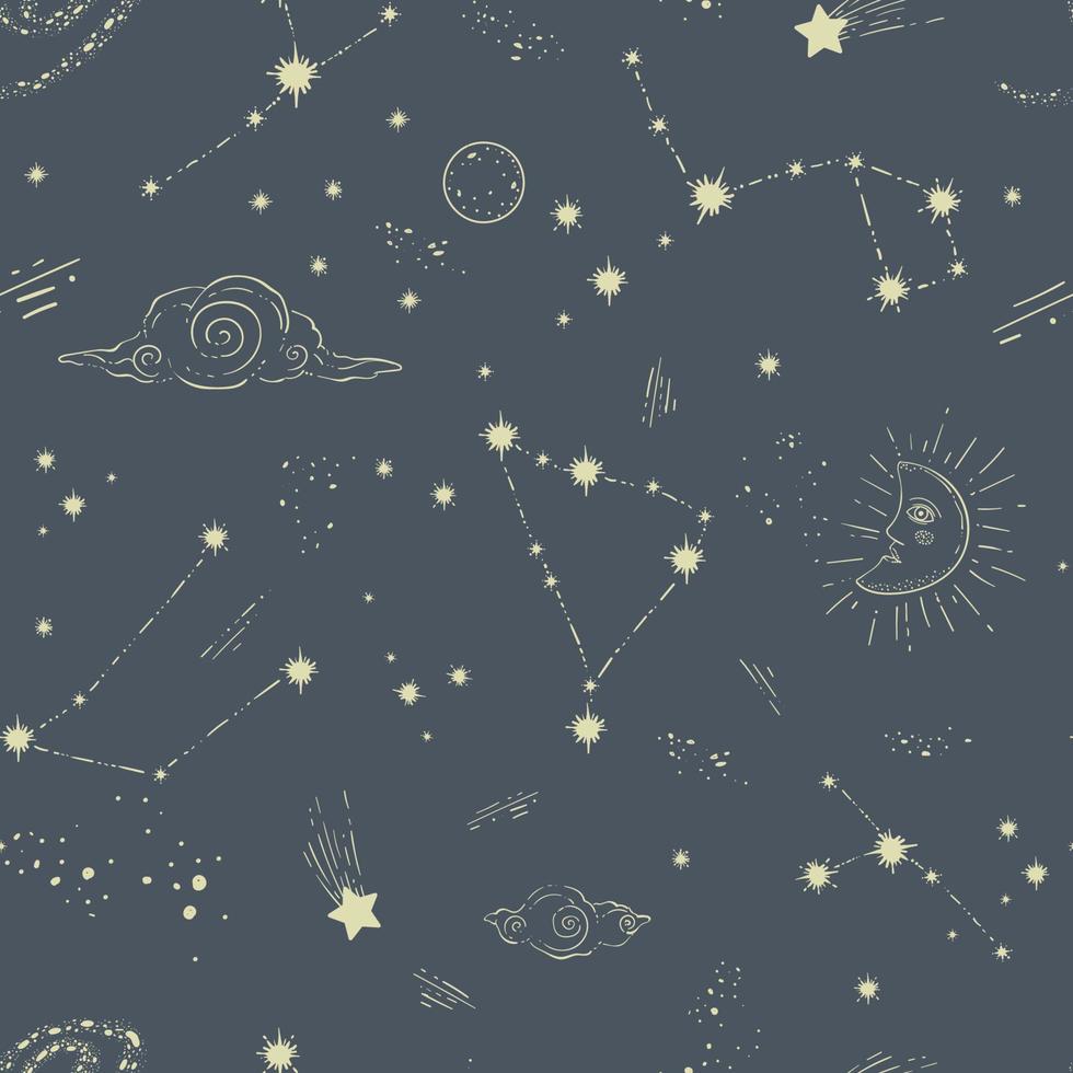 étoilé ciel avec constellations et Les figures impression vecteur