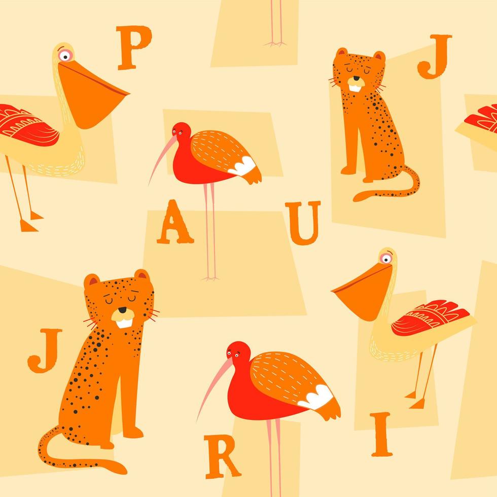 animal alphabet, apprentissage des lettres avec personnages vecteur