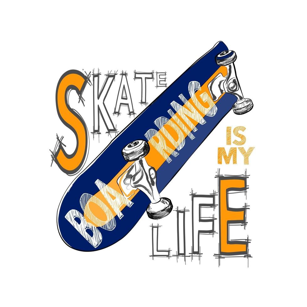 conception de t-shirt de skateboard. patinage urbain. typographie de planche à roulettes. vecteur