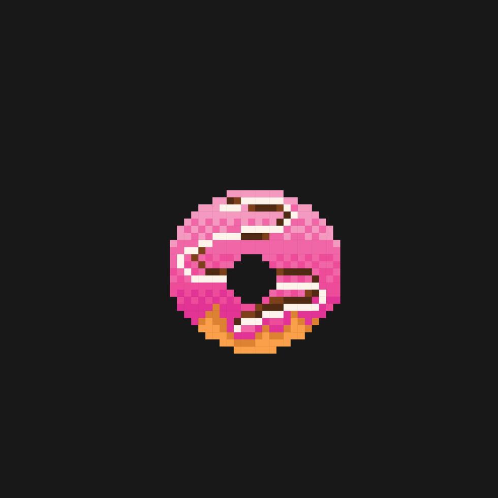 fraise crème Donut dans pixel art style vecteur