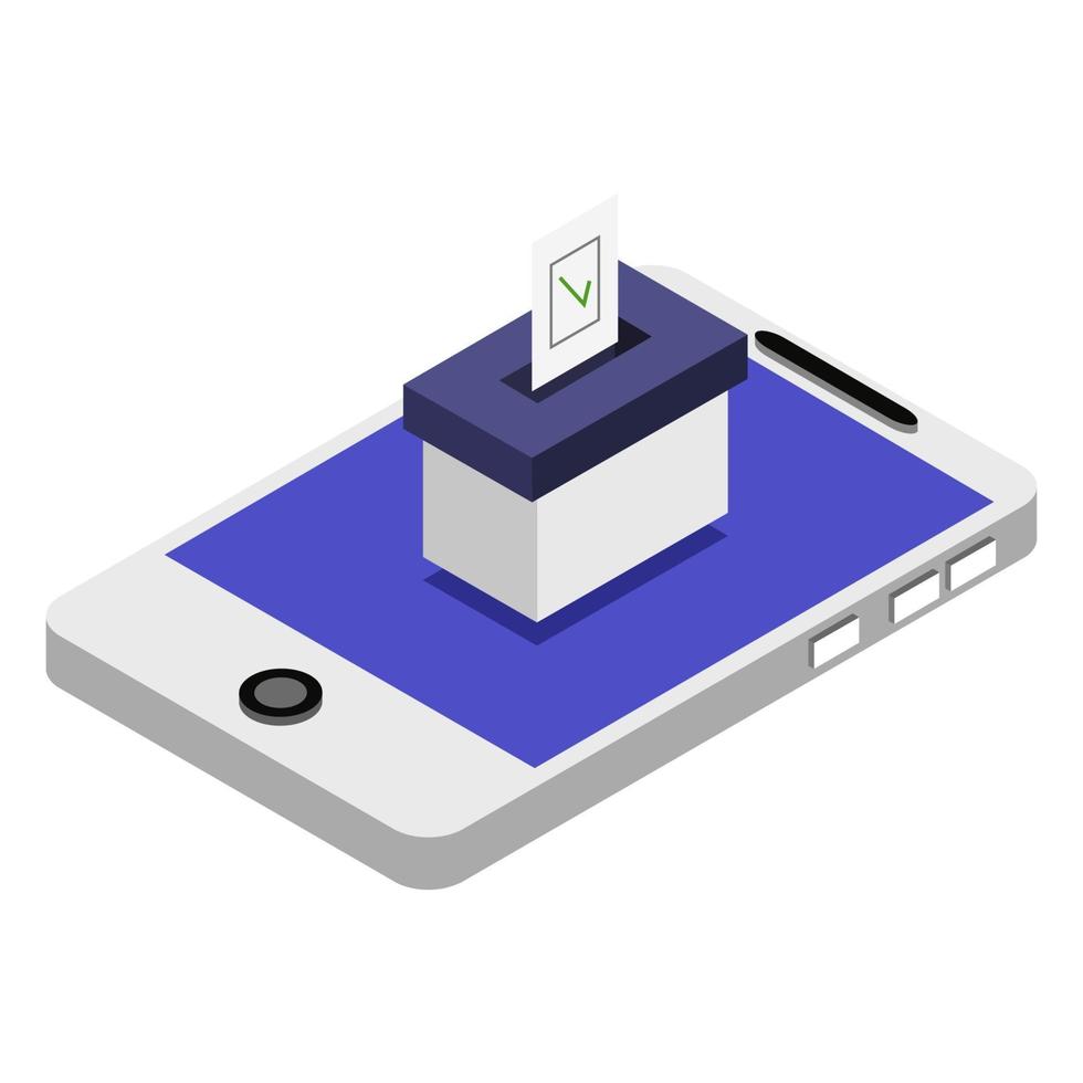 vote en ligne isométrique sur smartphone vecteur