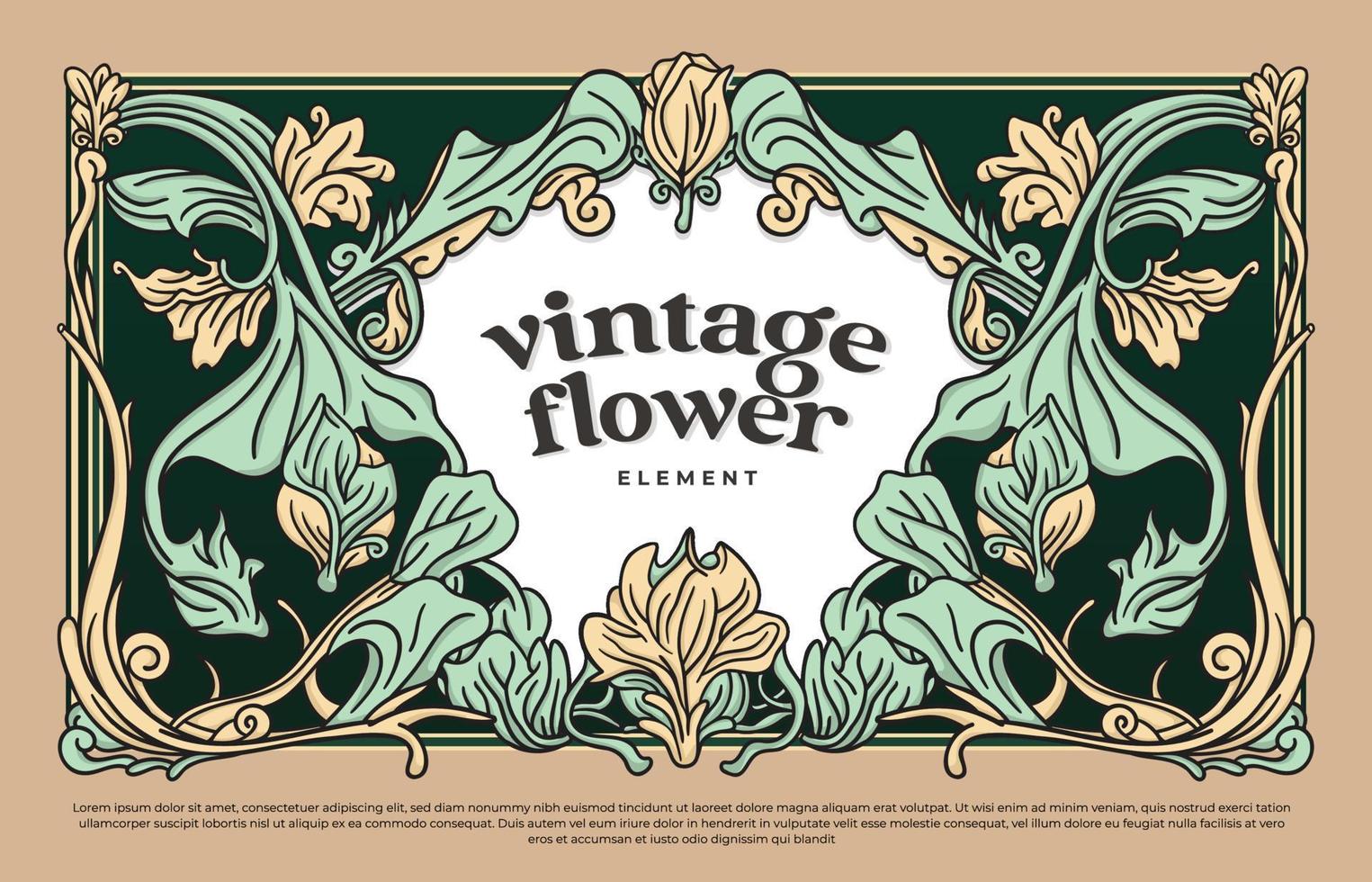 ancien fleur Cadre frontière avec Javanais ambiance art nouveau style illustration vecteur